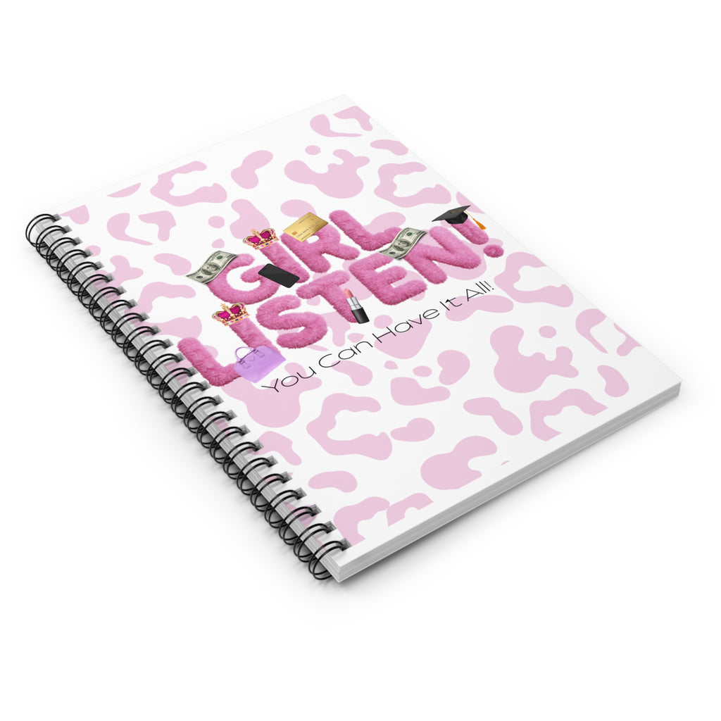 'Girl Listen,Write That Ish Down' Leopard Spiral Notebook