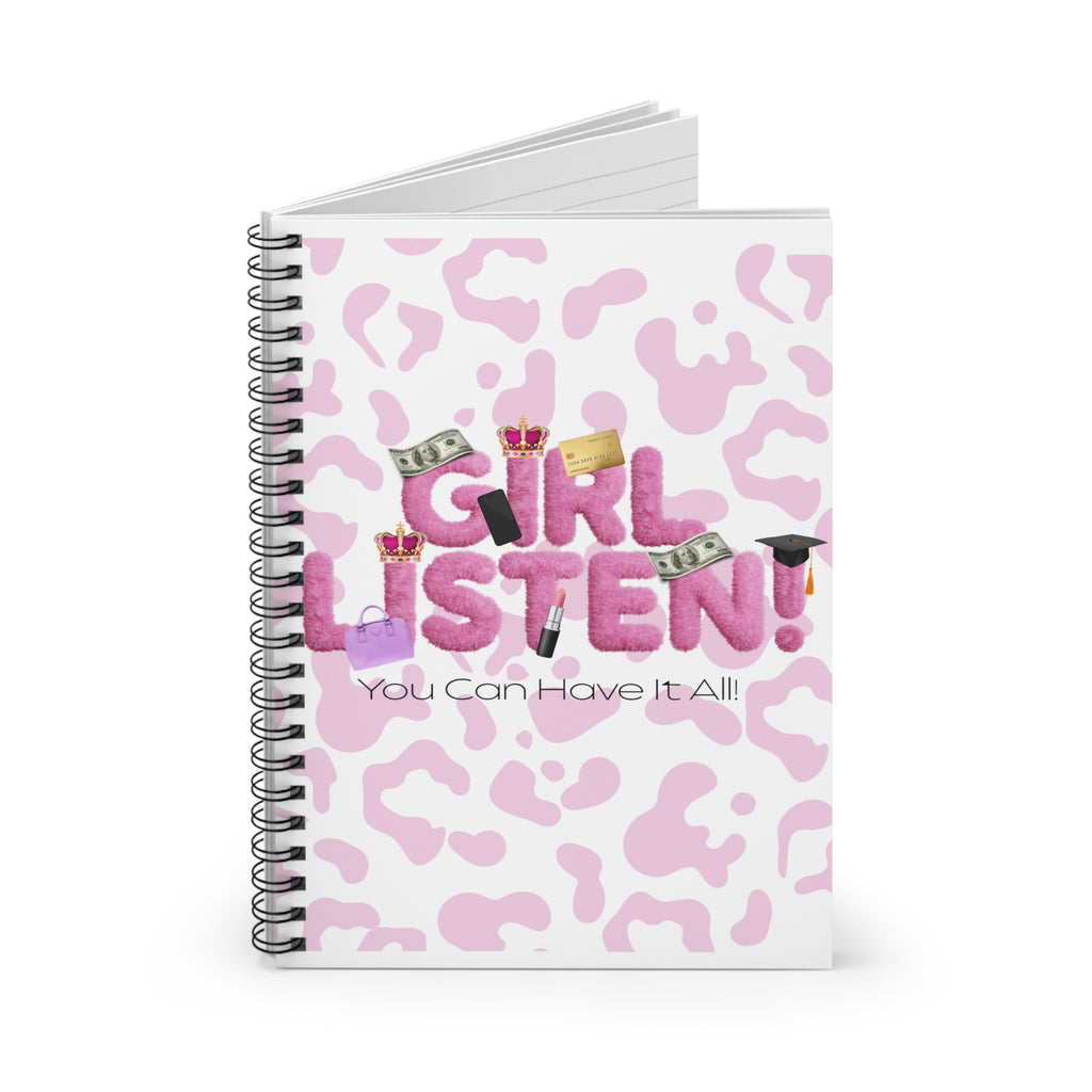 'Girl Listen,Write That Ish Down' Leopard Spiral Notebook
